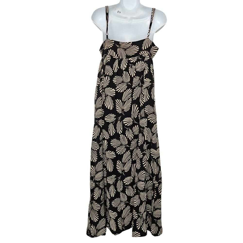 Ted Baker 100% Silk Dress Womens Size 2 Black Botanical Tropical Hawaiian Boho - Picture 9 of 14
